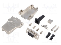 D-Sub; PIN: 9; plug; female; shielded; soldering; for cable; black