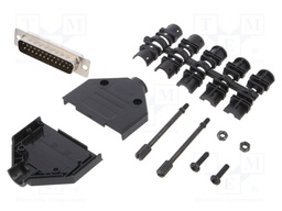 D-Sub; PIN: 25; plug; male; soldering; for cable; black