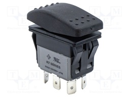 ROCKER; DP3T; Pos: 3; (ON)-OFF-(ON); 20A/125VAC; black; black; none