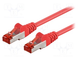 Patch cord; S/FTP; 6; stranded; CCA; PVC; red; 0.25m; 27AWG