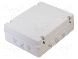Enclosure: junction box; X: 334.5mm; Y: 414.5mm; Z: 128mm; plastic