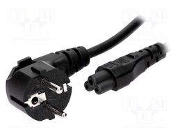 Cable; 3x0.75mm2; CEE 7/7 (E/F) plug angled,IEC C5 female; PVC
