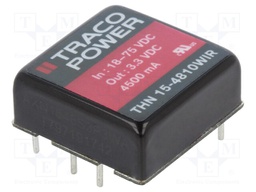 Converter: DC/DC; 15W; Uin: 18÷75V; 3.3VDC; Iout: 4500mA; 1"x1"