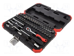 Wrench-set; 6-angles,socket spanner; Chrom-vanadium steel; 1/4"