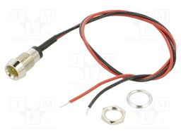 Indicator: LED; recessed; yellow; 2VDC; Ø8mm; metal; ØLED: 5mm; 25mcd