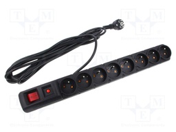 Plug socket strip: protective; Sockets: 8; 230VAC; 10A; black