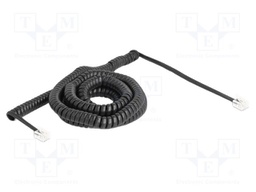 Cable: telephone; coiled; RJ11 plug,both sides; black; 32AWG
