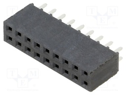 Connector: pin strips; female; PIN: 18; 2.54mm; gold-plated; THT