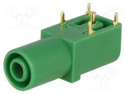 Socket; 4mm banana; 24A; 33mm; green; gold-plated; on panel
