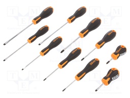 Kit: screwdrivers; Pcs: 10; Phillips,slot; EVOX