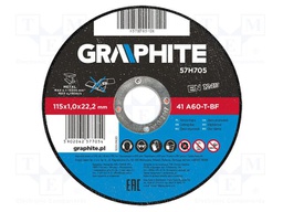 Cutting wheel; Ø: 115mm; Øhole: 22.2mm; Disc thick: 1mm