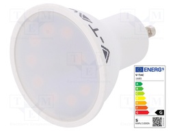 LED lamp; warm white; GU10; 220/240VAC; 400lm; 5W; 110°; 2700(typ)K