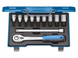 Kit: socket bits; case; hex key; 1/2"; 11pcs.