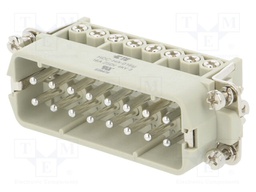 Connector: HDC; male; HA; PIN: 16; 16+PE; size 5; 16A; 250V; for cable