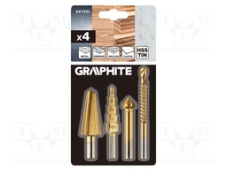 Drill set; step,conical; Ø: 4÷12mm; 4pcs.