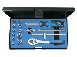 Wrench-set; 6-angles,rattle,socket spanner; 1/4"; 16pcs.