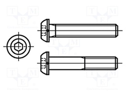 Screw; M2x16; 0.4; Head: button; hex key; HEX 1,3mm; steel; ISO: 7380