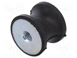 Vibration damper; M6; Ø: 25mm; rubber; L: 20mm; H: 6mm; 738N; 148N/mm