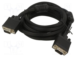 Cable; D-Sub 15pin HD male,both sides; black; 5m; Core: Cu; 30AWG