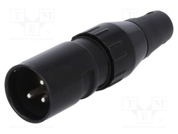 Plug; XLR; male; PIN: 3; straight; for cable; soldering; 50V; 15A