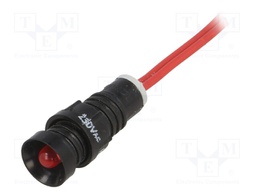 Indicator: LED; recessed; 230VAC; Cutout: Ø11mm; IP40; 300mm leads