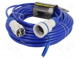 Extension lead; Sockets: 1; PUR; blue; 3x1,5mm2; 25m; 16A