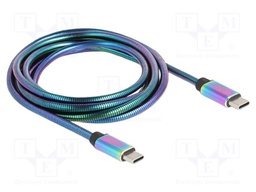 Cable; USB C plug,both sides; 2m; iridescent; 24AWG,30AWG; metal
