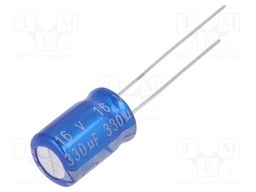 Capacitor: electrolytic; THT; 330uF; 16VDC; Ø8x11.5mm; Pitch: 3.5mm