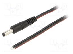 Cable; wires,DC 4,8/1,7 plug; straight; 0.75mm2; black; 1.5m