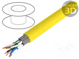 Wire; S/FTP; Cat 8.1; solid; Cu; 4x2x22AWG; LSZH; yellow; 50m