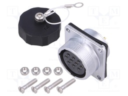 Socket; female; WS; PIN: 10; flange (4 holes),for panel mounting