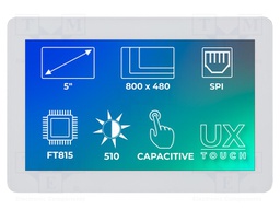 Display: TFT; 5"; 800x480; Illumin: LED; Dim: 136x92.8x8.8mm