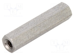 Screwed spacer sleeve; Int.thread: M3; 25mm; hexagonal