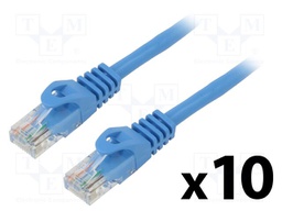 Patch cord; U/UTP; 6; stranded; CCA; PVC; blue; 0.5m; 26AWG; Cores: 8