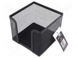 Sticky notes container; black; metal