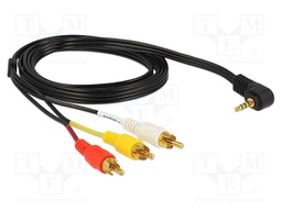 Cable; Jack 3.5mm 4pin angled plug,RCA plug x3; 1.5m; black