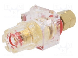 Socket; 3mm banana; 60A; 54.5mm; red,transparent; gold-plated