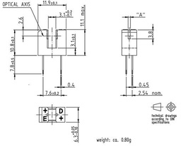 Transmissive Photo Interrupter, Phototransistor, Through Hole, 3.1 mm, 0.5 mm, 60 mA, 6 V