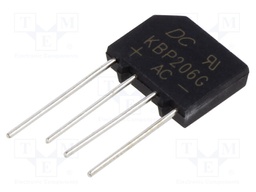 Bridge rectifier: single-phase; Urmax: 600V; If: 2A; Ifsm: 60A; flat