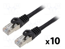Patch cord; F/UTP; 6; stranded; CCA; PVC; black; 0.5m; 26AWG; Cores: 8