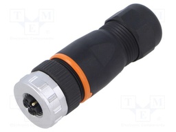 Connector: M12; plug; PIN: 4; female; S code-Power; for cable; IP67