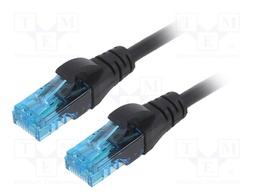 Patch cord; U/UTP; 5e; stranded; CCA; PVC; black; 0.25m; 26AWG