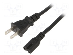 Cable; IEC C7 female,NEMA 1-15 (B) plug; 1.8m; black; PVC; 7A