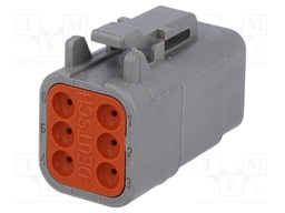 Connector: wire-wire; DTM; plug; female; PIN: 6; IP68; Locking: latch