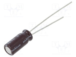 Capacitor: electrolytic; THT; 10uF; 63VDC; Ø5x11mm; Pitch: 4mm; ±20%