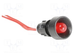 Indicator: LED; recessed; red; 24VAC; Ø10mm; IP20; cables; 330mm