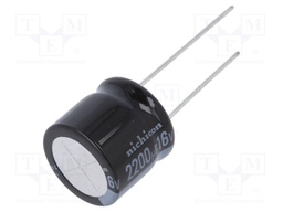 Capacitor: electrolytic; THT; 2200uF; 16VDC; Ø16x15mm; Pitch: 7.5mm