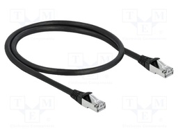 Patch cord; S/FTP; Cat: 6a; RJ45 plug,both sides; 0.5m; PUR; black