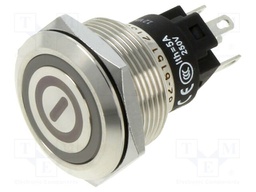 Vandal Resistant Switch, Engraved, On / Off, 82 Series, 22 mm, SPDT, Maintained, Round Flush