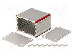 Enclosure: with panel; TUS; X: 58mm; Y: 50mm; Z: 39mm; aluminium; grey